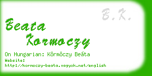 beata kormoczy business card